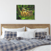 Spring Whitetail Fawn en moeder Deer Canvas Afdruk (Insitu (Slaapkamer))