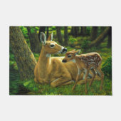 Spring Whitetail Fawn en moeder Deer Deurmat (Voorkant)