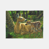 Spring Whitetail Fawn en moeder Deer Fleece Deken (Voorkant (Horizontaal))