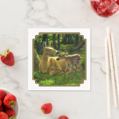 Spring Whitetail Fawn en moeder Deer Servet (Insitu)