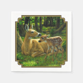 Spring Whitetail Fawn en moeder Deer Servet (Voorkant)