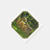 Spring Whitetail Fawn en moeder Deer Servet (Hoek)