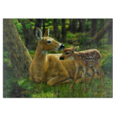 Spring Whitetail Fawn en moeder Deer Snijplank (Voorkant)