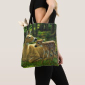 Spring Whitetail Fawn en moeder Deer Tote Bag (Dichtbij)