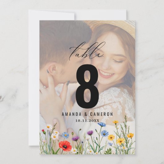 Spring Wild Flower Meadow Trouwtafel Nummer (Achterkant)