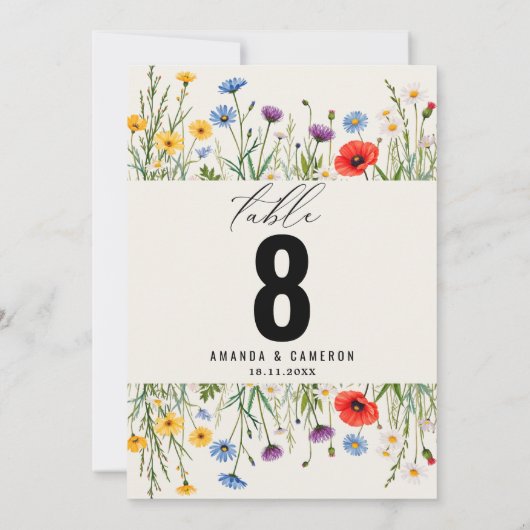 Spring Wild Flower Meadow Trouwtafel Nummer (Achterkant)