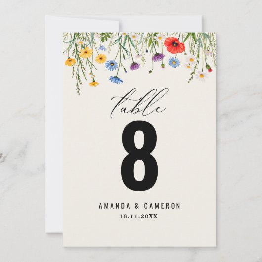 Spring Wild Flower Meadow Trouwtafel Nummer (Achterkant)