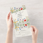 Spring Wild Flower Meadow Wedding All In One Uitnodiging (Afscheurbaar)