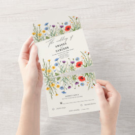 Spring Wild Flower Meadow Wedding All In One Uitnodiging