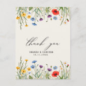 Spring Wild Flower Meadow Wedding Bedankt Briefkaart (Voorkant)