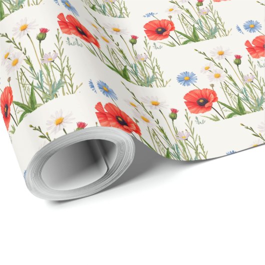 Spring Wild Flower Meadow Wedding Cadeaupapier (Rol Hoek)