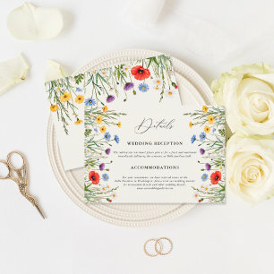 Spring Wild Flower Meadow Wedding Details Informatiekaartje