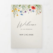 Spring Wild Flower Meadow Wedding Drieluik Aankondiging (Cover)