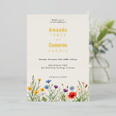 Spring Wild Flower Meadow Wedding Folie Uitnodiging (Staand Voorkant)