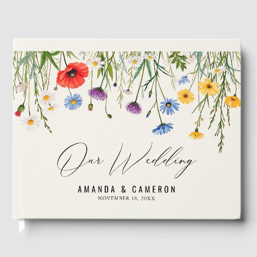 Spring Wild Flower Meadow Wedding Gastenboek (Voorkant)