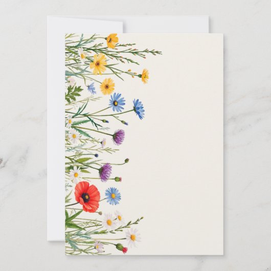 Spring Wild Flower Meadow Wedding Kaart (Achterkant)
