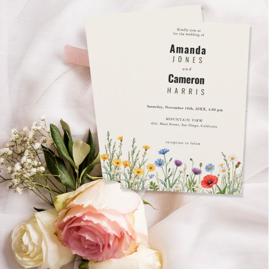 Spring Wild Flower Meadow Wedding Kaart