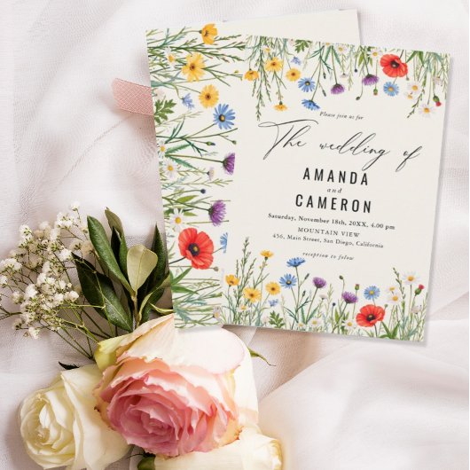 Spring Wild Flower Meadow Wedding Kaart