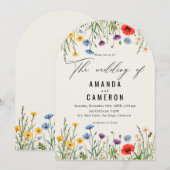 Spring Wild Flower Meadow Wedding Kaart (Voorkant / Achterkant)