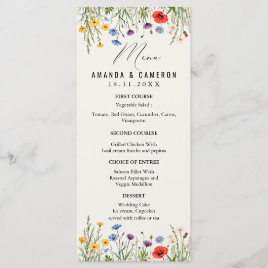 Spring Wild Flower Meadow Wedding Menu (Voorkant)