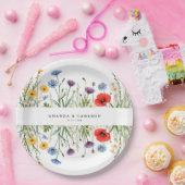 Spring Wild Flower Meadow  Wedding Papieren Bordje (Feest)