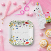 Spring Wild Flower Meadow Wedding Papieren Bordje (Feest)