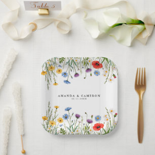 Spring Wild Flower Meadow Wedding Papieren Bordje