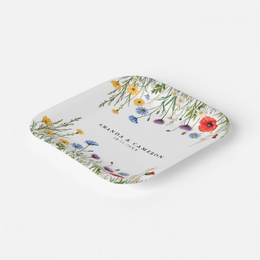 Spring Wild Flower Meadow Wedding Papieren Bordje (Gebogen)