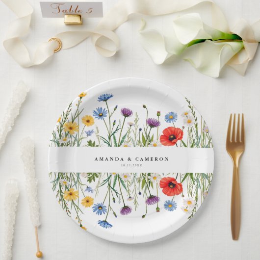 Spring Wild Flower Meadow Wedding Papieren Bordje (Huwelijk)