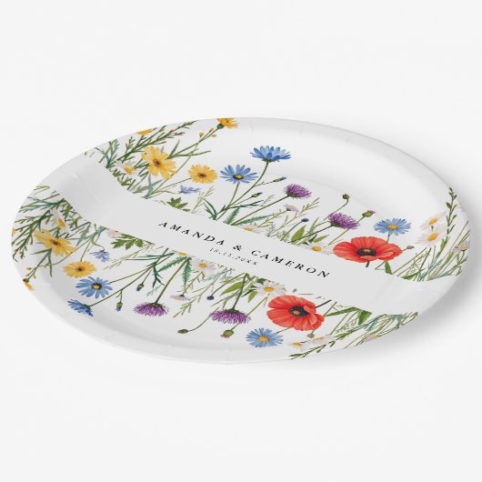 Spring Wild Flower Meadow Wedding Papieren Bordje (Gekanteld)