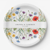 Spring Wild Flower Meadow Wedding Papieren Bordje (Voorkant)