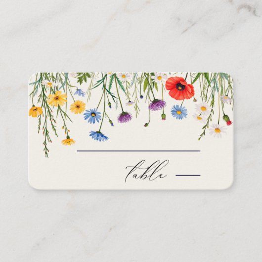 Spring Wild Flower Meadow Wedding Plaatskaartje (Voorkant)