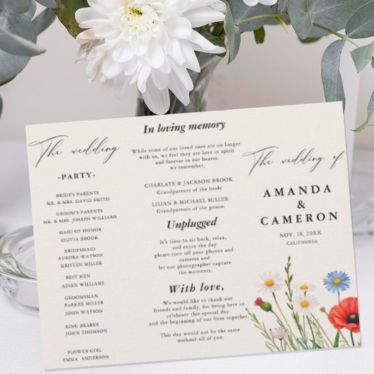 Spring Wild Flower Meadow Wedding Programma