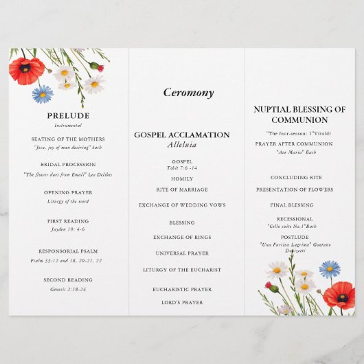 Spring Wild Flower Meadow Wedding Programma (Achterkant)