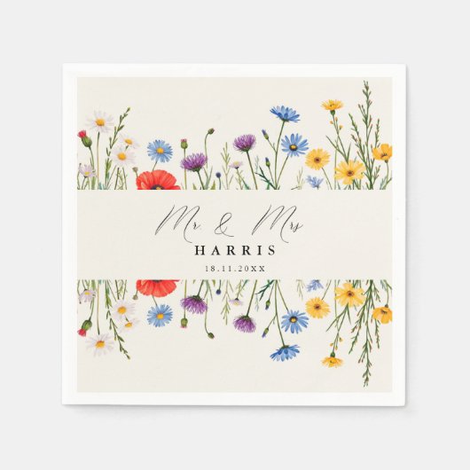 Spring Wild Flower Meadow Wedding Servet (Voorkant)