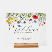 Spring Wild Flower Meadow Wedding Welkom Acryl Bord (Voorkant)