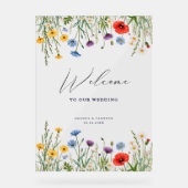 Spring Wild Flower Meadow Wedding Welkom Acryl Bord (Voorkant)