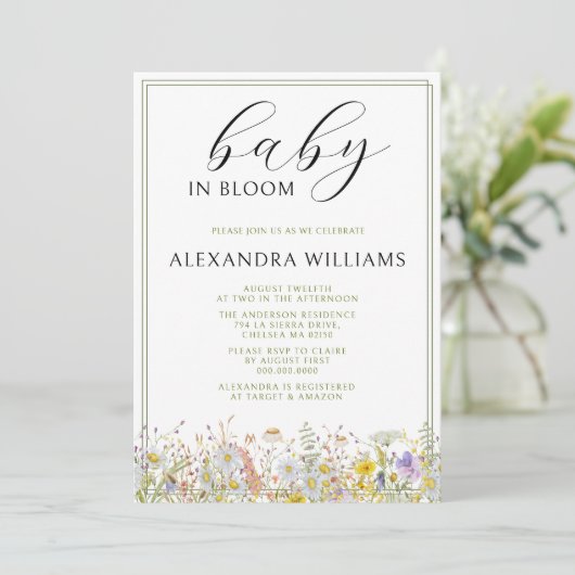 Spring Wildbloemen Baby in Bloom Baby shower Kaart (Staand voorkant)