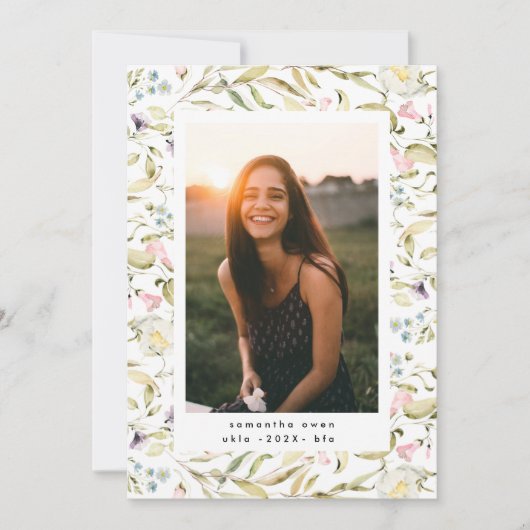 Spring Wildbloemen Boho Foto University Afstudeerd Aankondiging (Voorkant)