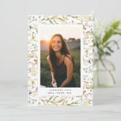 Spring Wildbloemen Boho Foto University Afstudeerd Aankondiging (Staand voorkant)