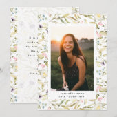 Spring Wildbloemen Boho Foto University Afstudeerd Aankondiging (Voorkant / Achterkant)