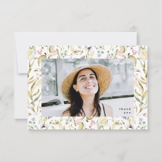 Spring Wildbloemen Boho Foto University Afstudeerd Bedankkaart (Voorkant)