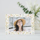 Spring Wildbloemen Boho Foto University Afstudeerd Bedankkaart (Staand voorkant)