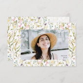 Spring Wildbloemen Boho Foto University Afstudeerd Bedankkaart (Voorkant / Achterkant)