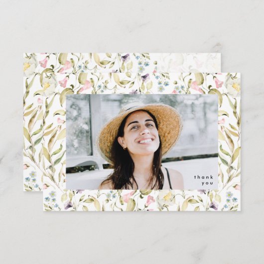 Spring Wildbloemen Boho Foto University Afstudeerd Bedankkaart (Voorkant / Achterkant)