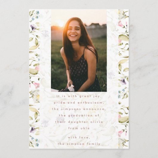 Spring Wildbloemen Boho Foto University Afstudeerd Kaart (Achterkant)