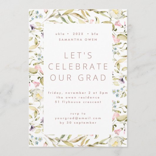 Spring Wildbloemen Boho Foto University Afstudeerd Kaart (Voorkant)