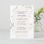 Spring Wildbloemen Elegant Wedding Invitation Kaart (Staand voorkant)