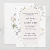 Spring Wildbloemen Elegant Wedding Invitation Kaart (Voorkant / Achterkant)