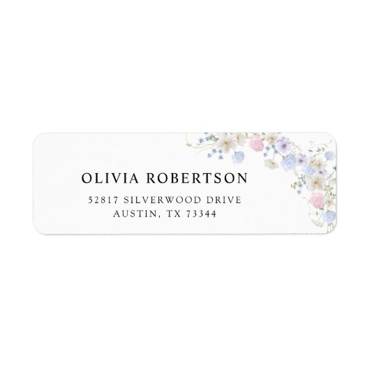 Spring Wildbloemen Paarse roze bruiloft Etiket (Voorkant)